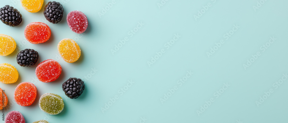 Food sweet snack junk diet concept. Colorful fruit-shaped gummies on a light background Food sweet snack junk diet concept. Colorful fruit-shaped gummies on a light background
