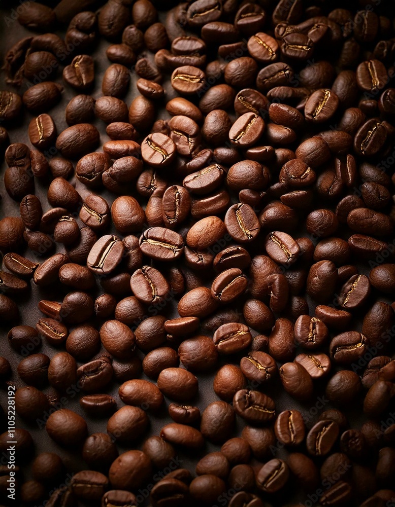 Obraz premium Roasted coffee beans texture background portrait oriented image