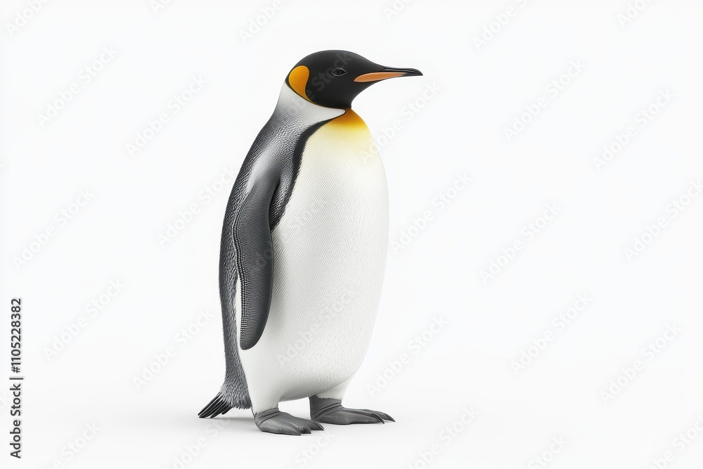 Fototapeta premium Realistic 3D render of a penguin standing upright Isolated on a white background