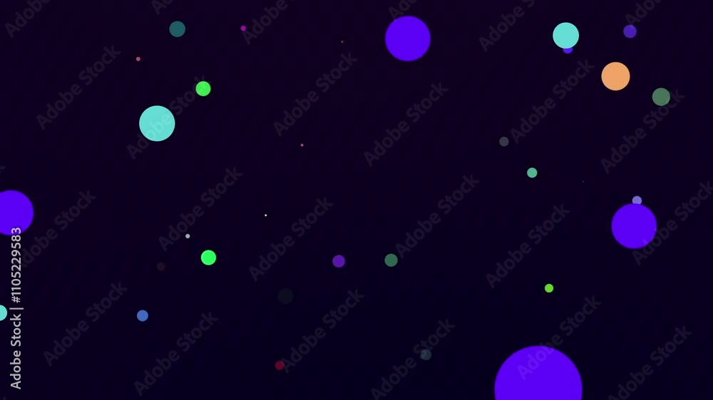 Colorful Abstract Geometric Pattern with Floating Circular Shapes in Cosmic Night