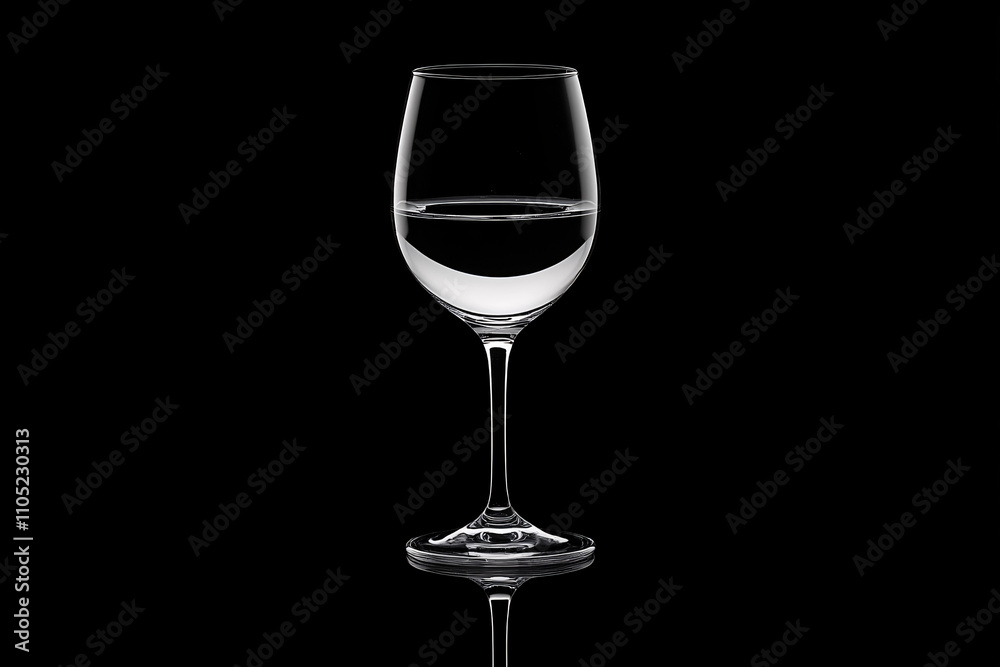 a clear wine glass with water is centered on a black background with dramatic lighting highlighting its elegant design
a clear wine glass with water is centered on a black background with dramatic lighting highlighting its elegant design