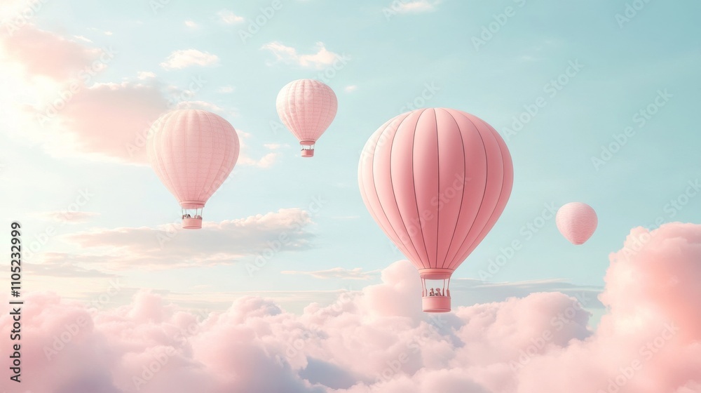 Dreamy Hot Air Balloons Floating in the Sky Dreamy Hot Air Balloons Floating in the Sky