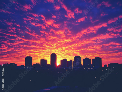 Dramatic Sunset Skyline Wit...