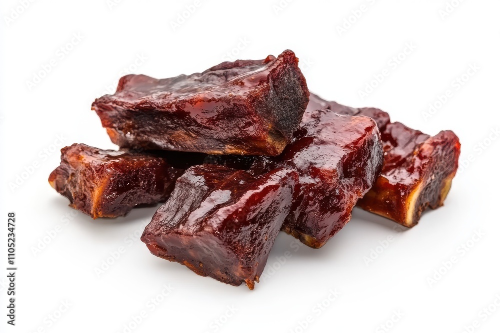 The delicious barbecue ribs and sauce isolated on white background The delicious barbecue ribs and sauce isolated on white background