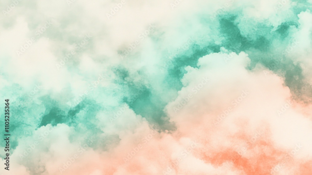 Abstract Pastel Cloudscape Soft Hues Of Green And Peach Abstract Pastel Cloudscape Soft Hues Of Green And Peach