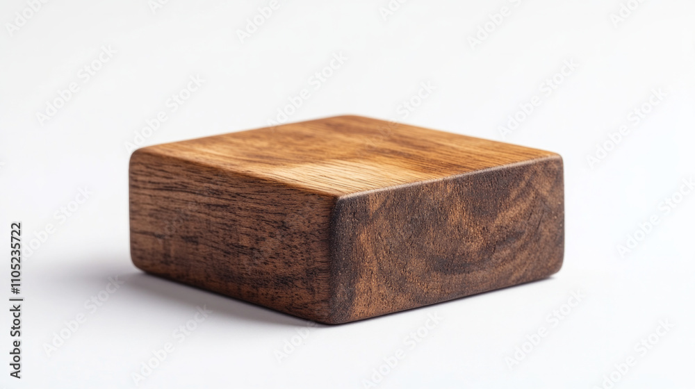 A wooden block is sitting on a white surface A wooden block is sitting on a white surface