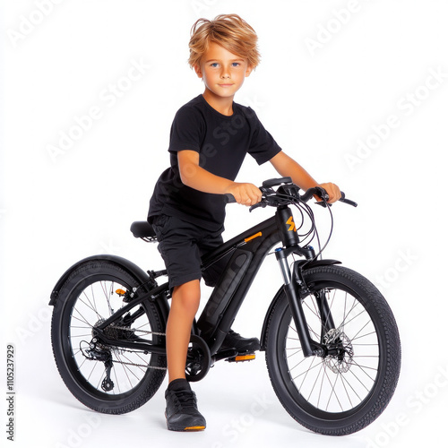 Boy With Bike Isolated