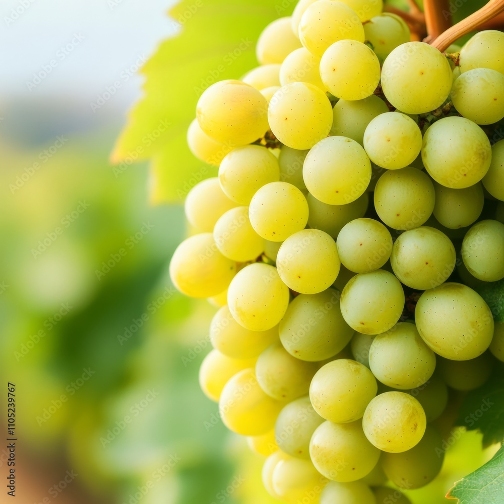 Close-up of ripe, green grapes on the vine. Close-up of ripe, green grapes on the vine.