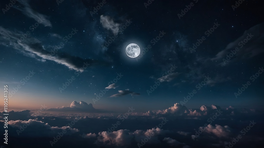Night sky with clouds and full moon Night sky with clouds and full moon