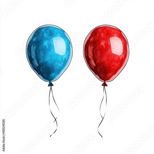 Red And Blue Balloons Isolated