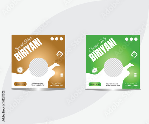 Special healthy biryani social media post design.
Biryani Social Media Post Design. food menu social media banner. fast food template design.