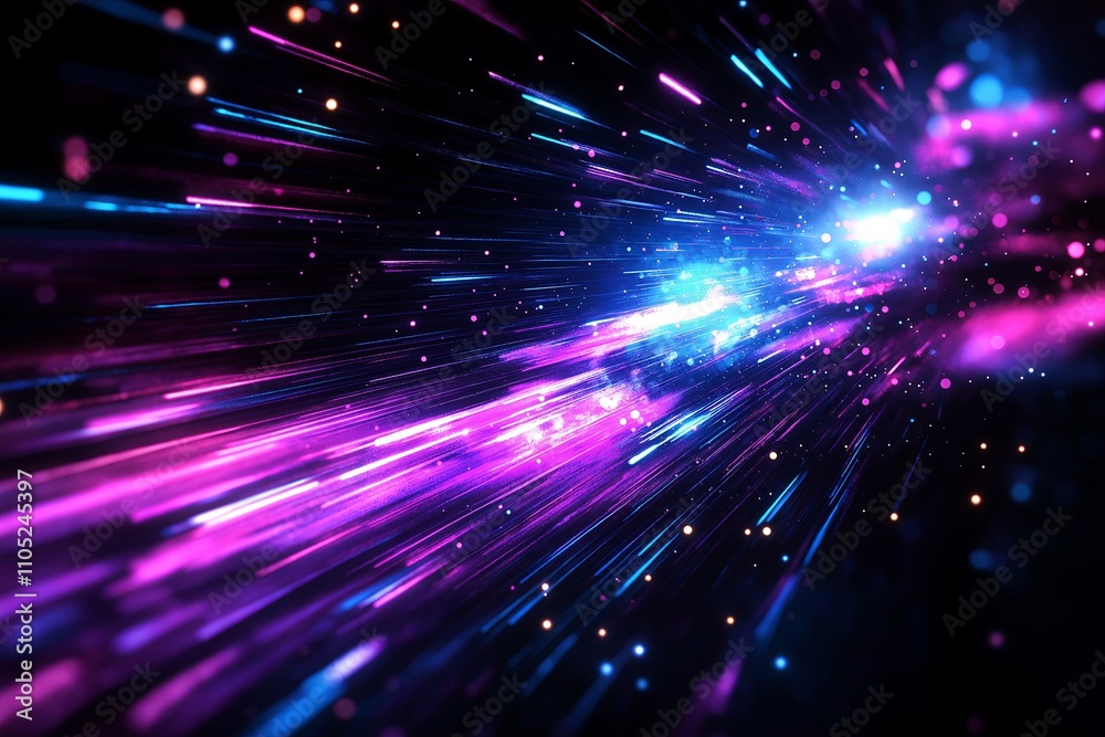 Naklejka premium A vibrant meteor shower streaking across a deep indigo night sky