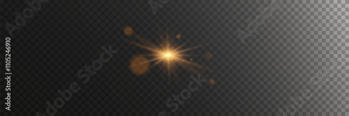  Flash of star and light, light rays. On a transparent background.