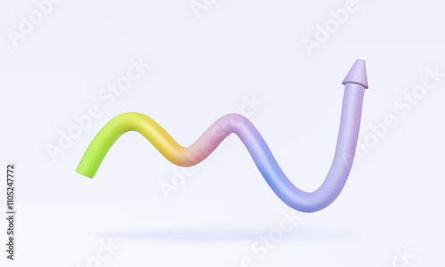 Arrow icon colorful upward growth success value up statistics analysis stock market profit and investment business development financial target vision successfull, 3d vector illustration