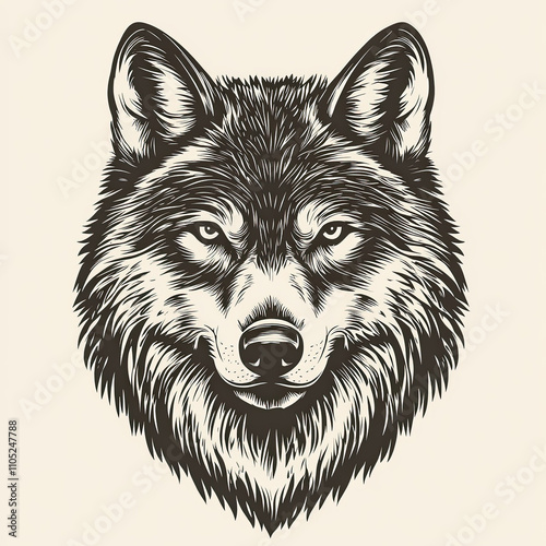 Wolf Head Silhouette, Black...