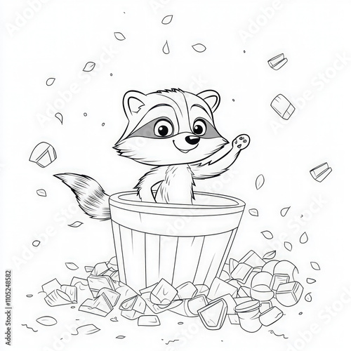 A playful raccoon rummaging...