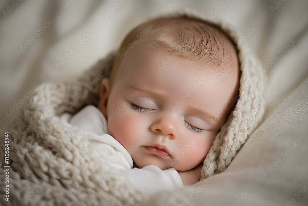 A Newborn Baby Peacefully Sleeping On A Soft, Fluffy Blanket, With Gentle Natural Light Streaming In, Creating A Dreamy Atmosphere A Newborn Baby Peacefully Sleeping On A Soft, Fluffy Blanket, With Gentle Natural Light Streaming In, Creating A Dreamy Atmosphere