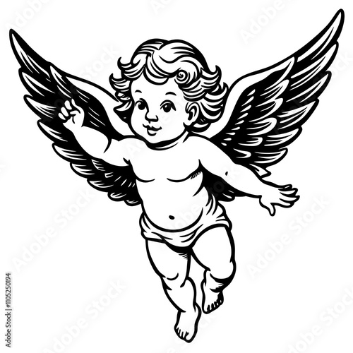 angel baby in flying wings