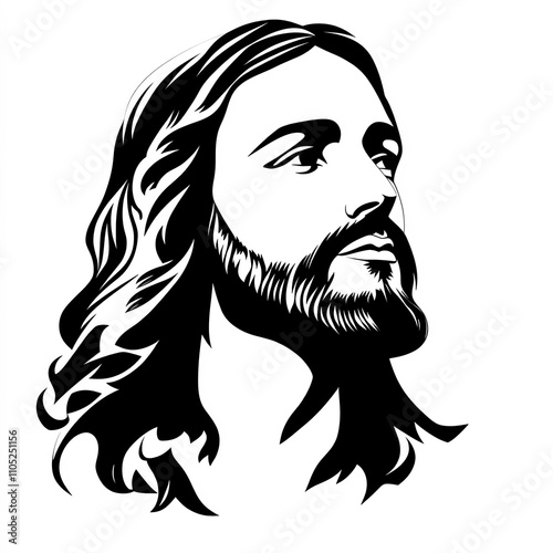 Jesus Face Silhouette, Illu...