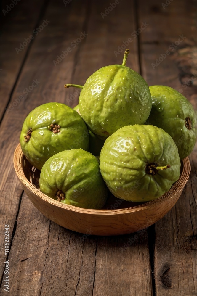 Fresh guava fruit on wooden table. Fresh guava fruit on wooden table.