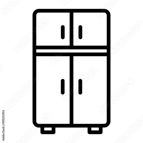 Refrigerator Vector Line Icon Design