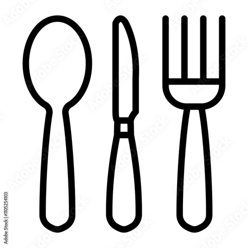 Cutlery Set Vector Line Icon Design