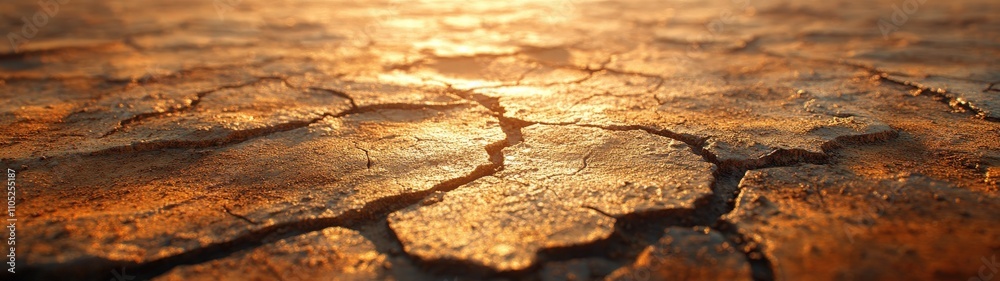 Captivating close-up of cracked earth under golden sunlight, showcasing the beauty and texture of nature's dry landscape. Captivating close-up of cracked earth under golden sunlight, showcasing the beauty and texture of nature's dry landscape.