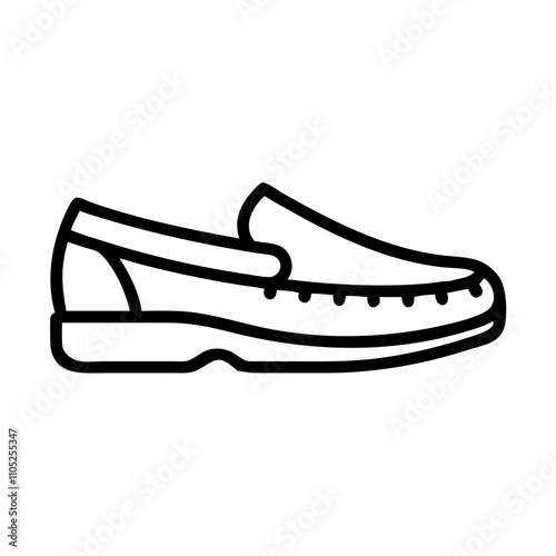 Classic black and white loafer illustration of a stylish leather shoe