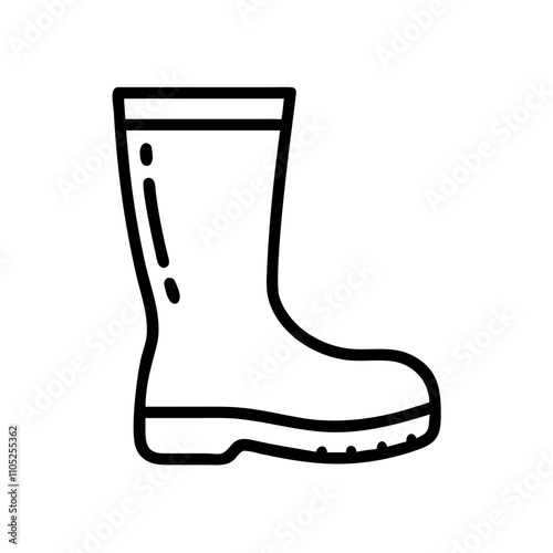 Raindrop rubber boot illustration in black and white