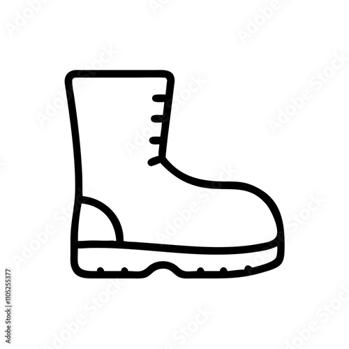 Black and white outline of a lace-up boot