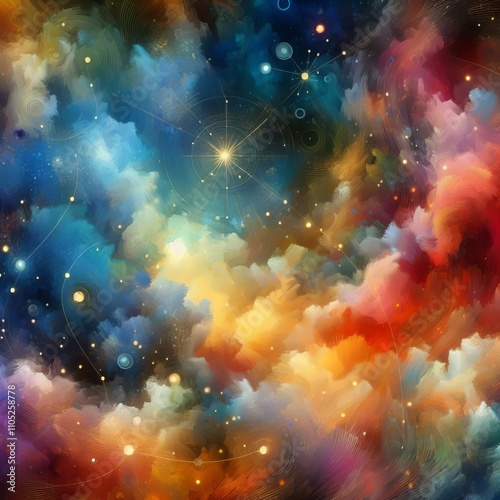 Stellar Constellations A whimsical abstract piece with soft brus photo