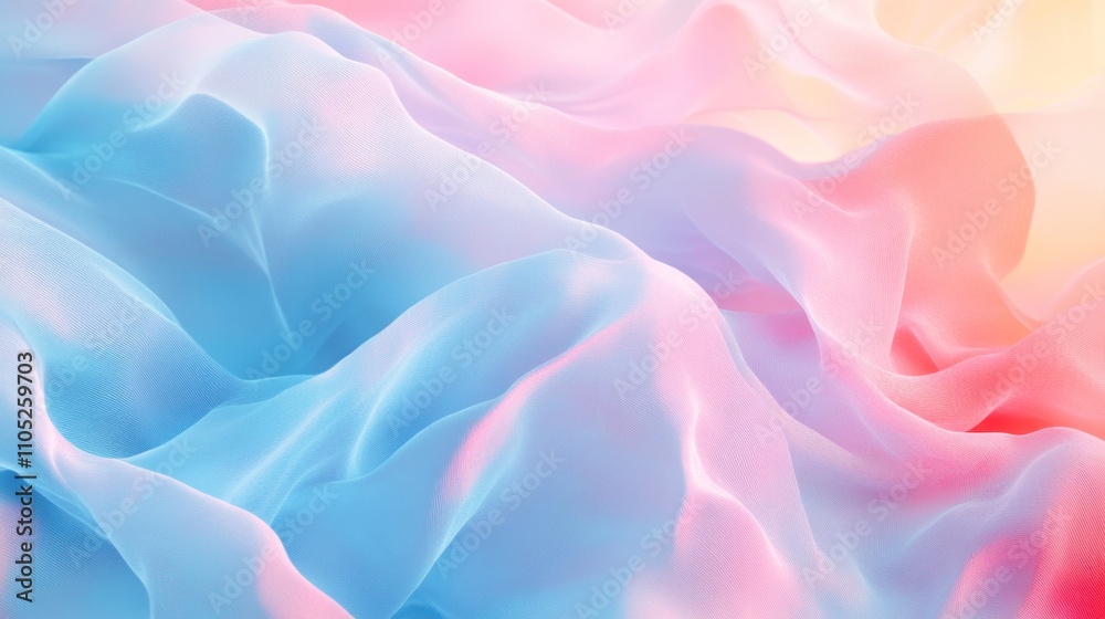 Obraz premium Abstract pastel fabric waves, soft light, flowing texture.