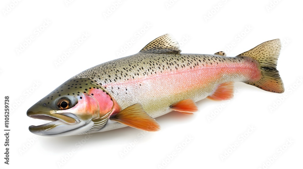 Fresh rainbow trout isolated on white background. Fresh rainbow trout isolated on white background.