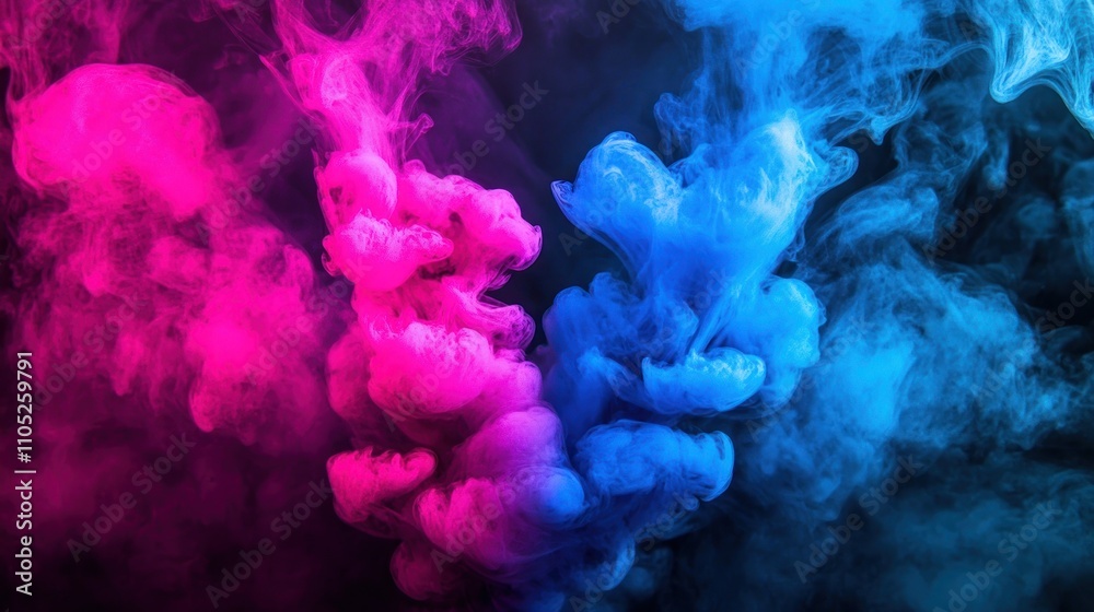 Abstract Pink And Blue Smoke Clouds Swirling