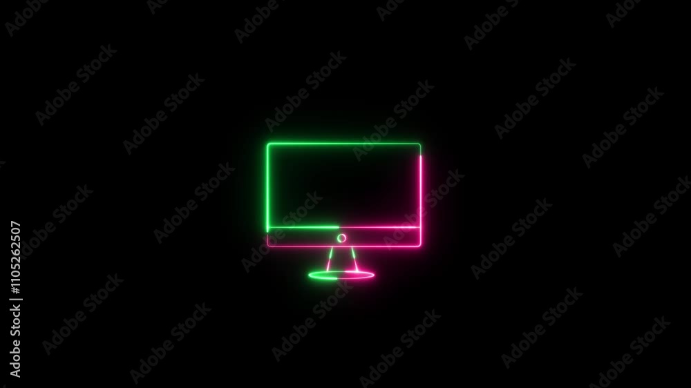 Abstract neon sign tv monitor icon glowing line animation. Minimalistic monitor icon animation - Motion graphics video animation. Abstract neon sign tv monitor icon glowing line animation. Minimalistic monitor icon animation - Motion graphics video animation.