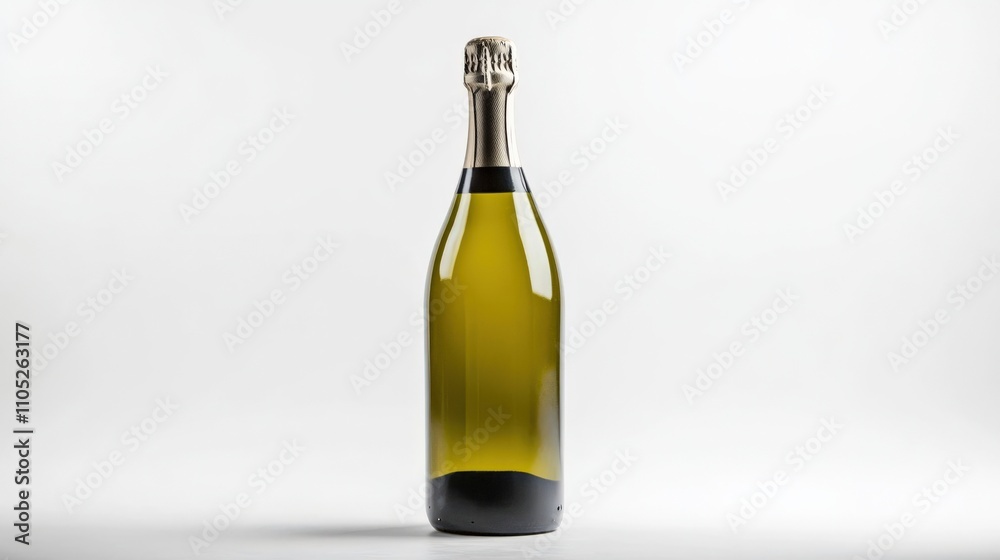 Elegant Champagne Bottle on White Background Elegant Champagne Bottle on White Background