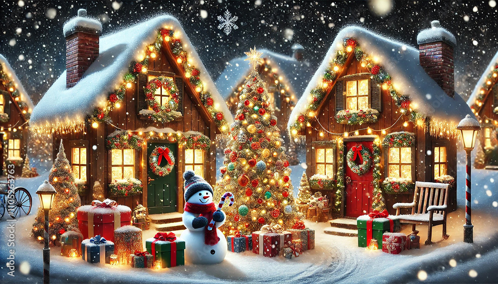 Fototapeta premium christmas decoration on the snow