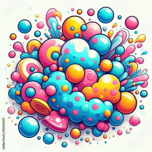 Playful Polka Dots Colorful foam and bubbles with a playful polk photo