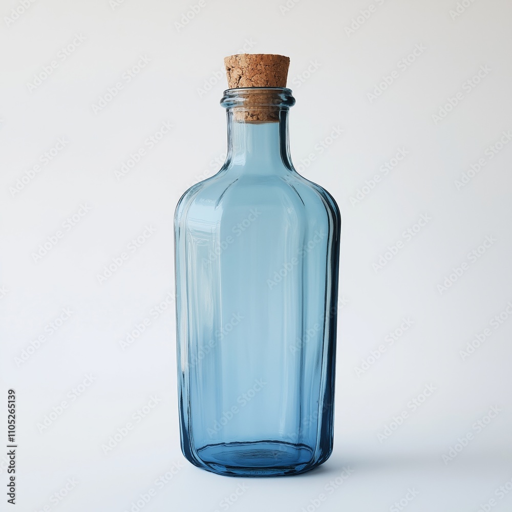 Glass bottle of soda water. Isolated on white background