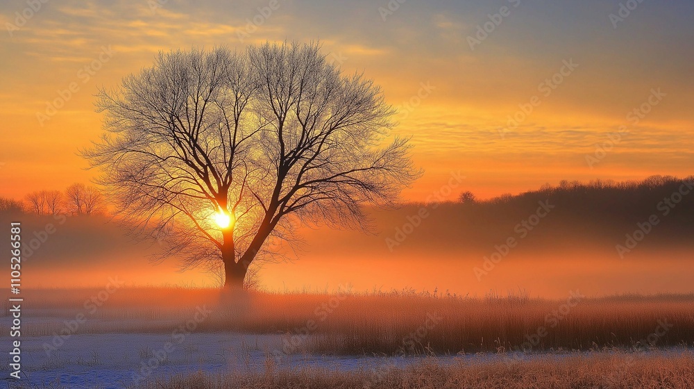 Sunrises in Cold Mornings: dawn breaking over a still, frosty landscape Sunrises in Cold Mornings: dawn breaking over a still, frosty landscape