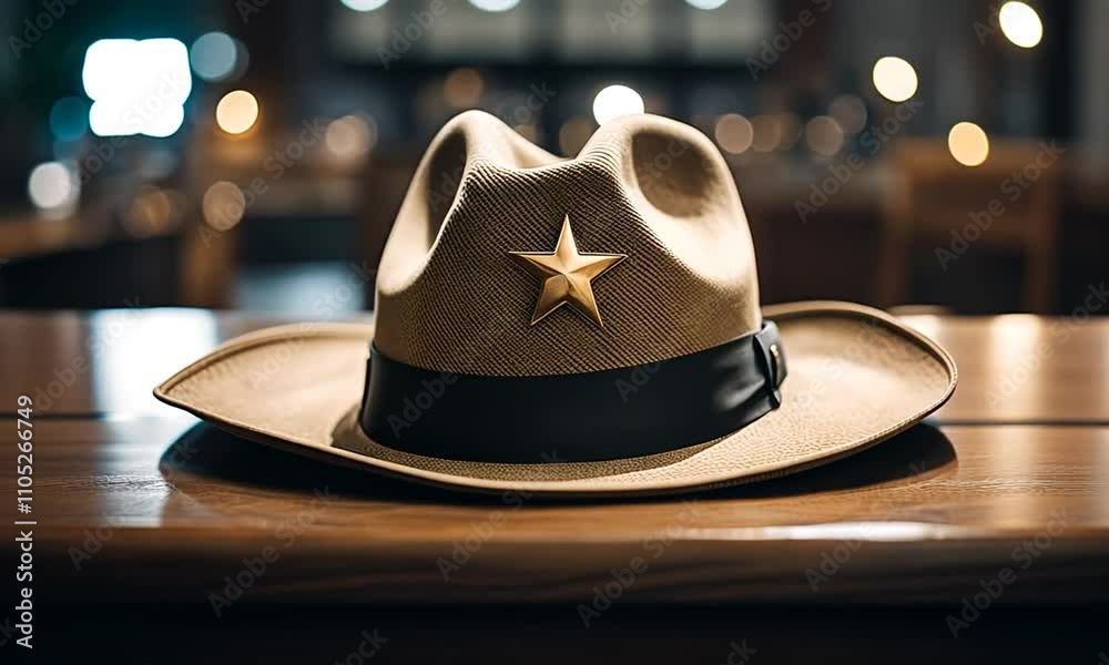 Sheriff hat in a town.