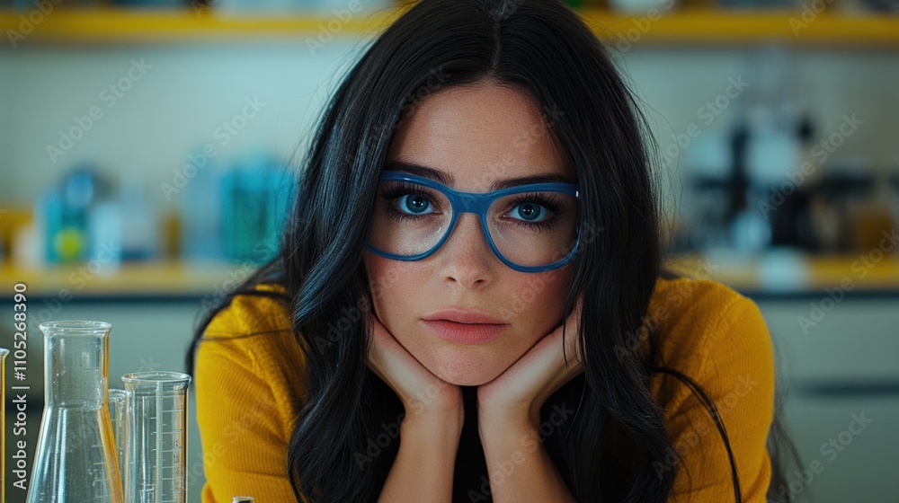 Pensive Scientist in Laboratory Setting Pensive Scientist in Laboratory Setting
