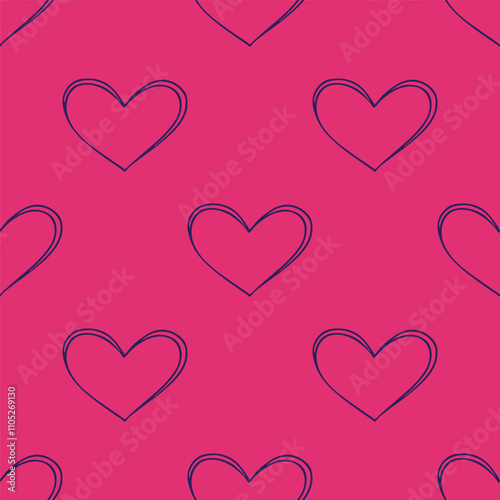 Seamless pattern with hand drawn heart doodle for decorative print, wrapping paper, greeting cards and fabric