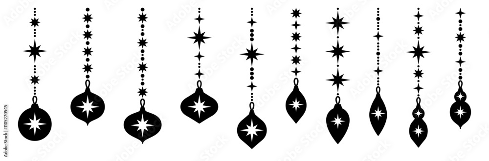 Ταπετσαρία star christmas ornament silhouette vector set christmas tree decoration decorati