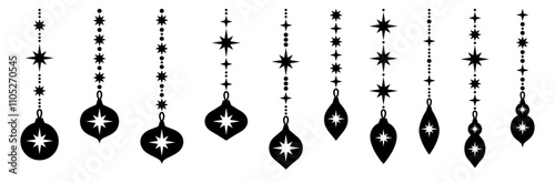 star christmas ornament silhouette vector set christmas tree decoration decorative decor shining light starlight shine snow flake snowflake cristal diamond luxury dangling december winter merry xmas 