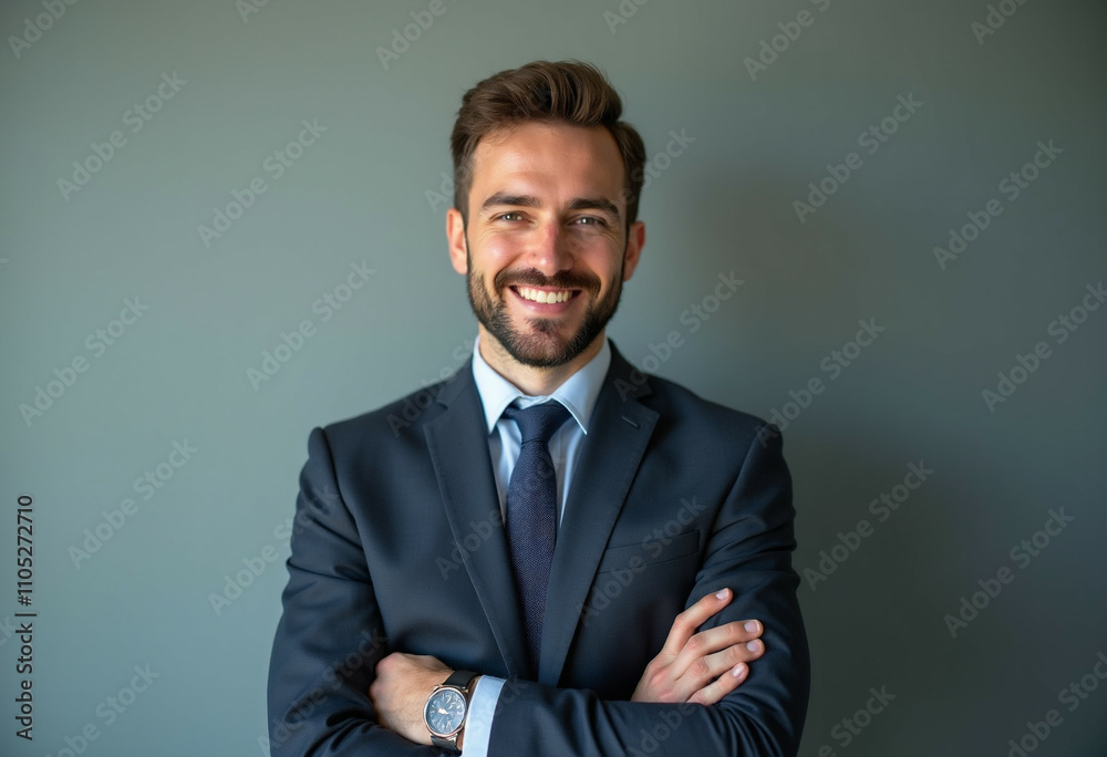 Confident businessman in suit with crossed arms. Confident businessman in suit with crossed arms.