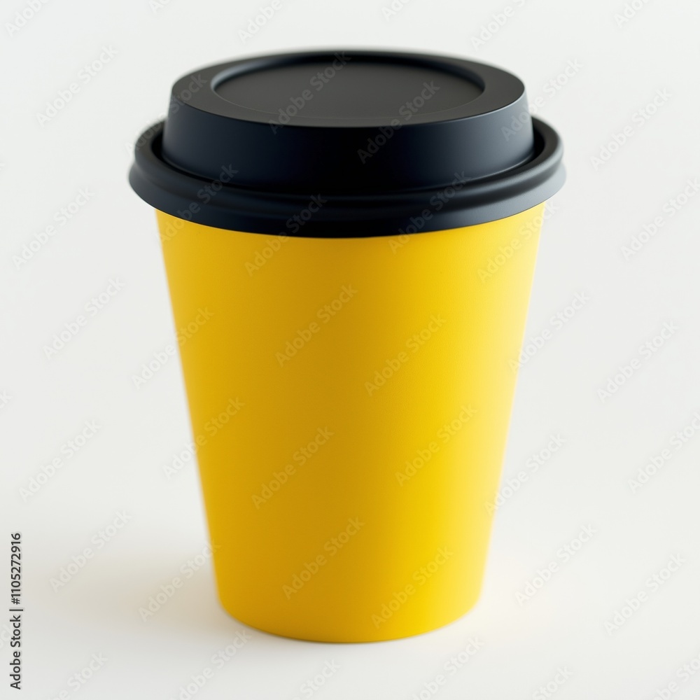 yellow paper cups on a light blue background. Flatlay. Coffee to go. Minimalism concept. Place for text on the left. yellow paper cups on a light blue background. Flatlay. Coffee to go. Minimalism concept. Place for text on the left.