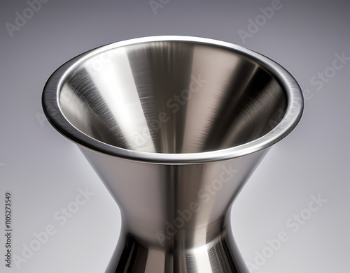 Closeup view of a stainless steel wine decanter funnel. Generative AI photo