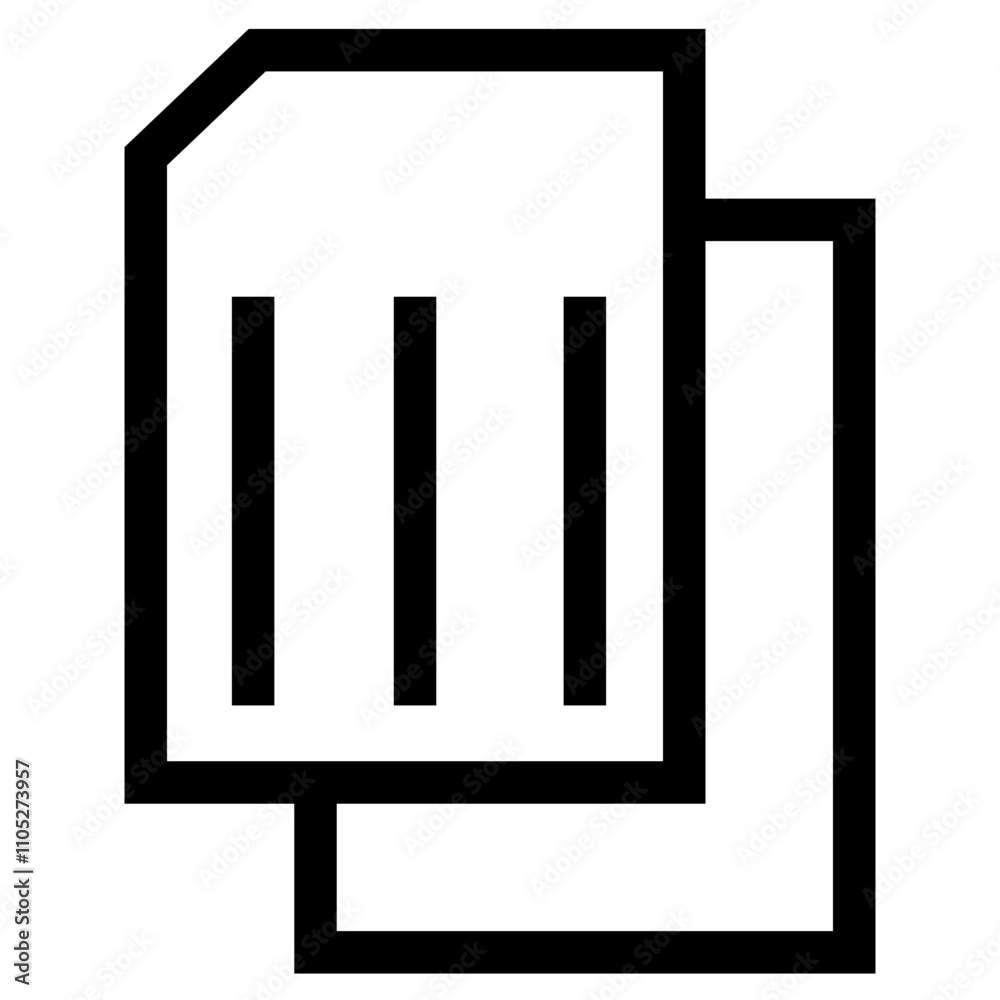 This vector icon features a simple and clear file icon, symbolizing documents, data management, and digital storage. Perfect for use in designs related to file sharing, document management systems This vector icon features a simple and clear file icon, symbolizing documents, data management, and digital storage. Perfect for use in designs related to file sharing, document management systems