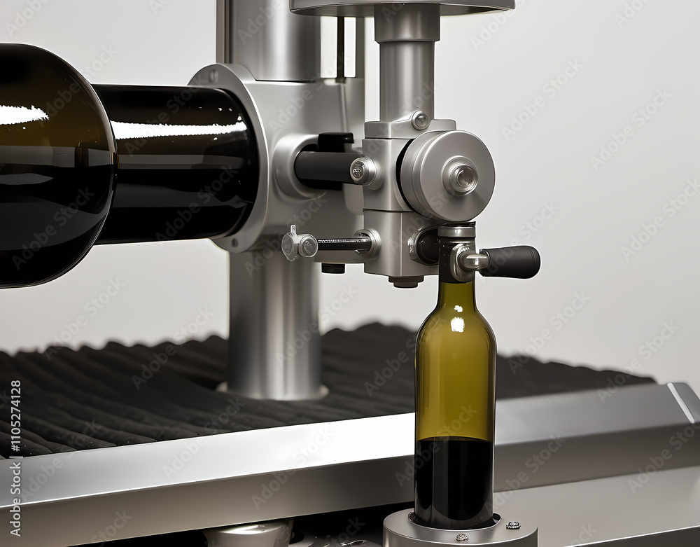 Closeup of a winemaker’s bottle corking machine on white. Generative AI Closeup of a winemaker’s bottle corking machine on white. Generative AI